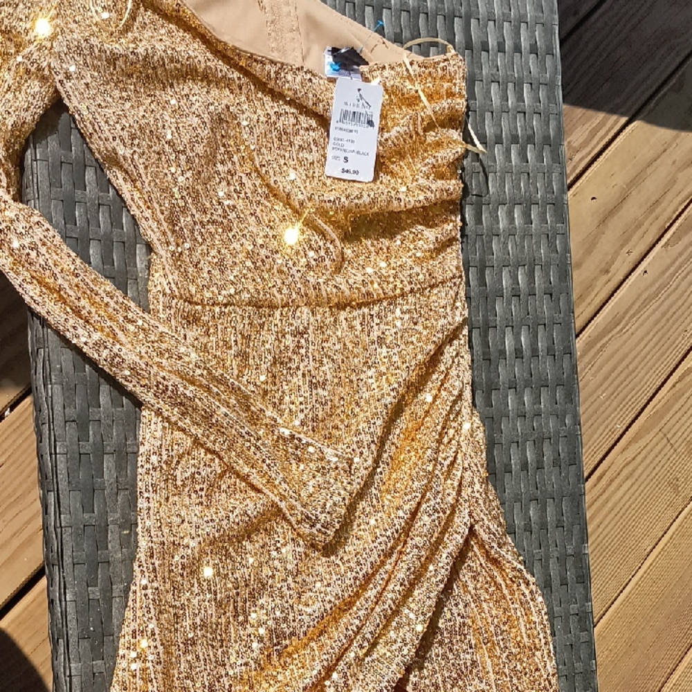 Windsor One Shoulder Gold Dress